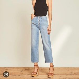 Veronica Beard Crosbie Wide-Leg Jean | Cropped - size 26, color lakeshore